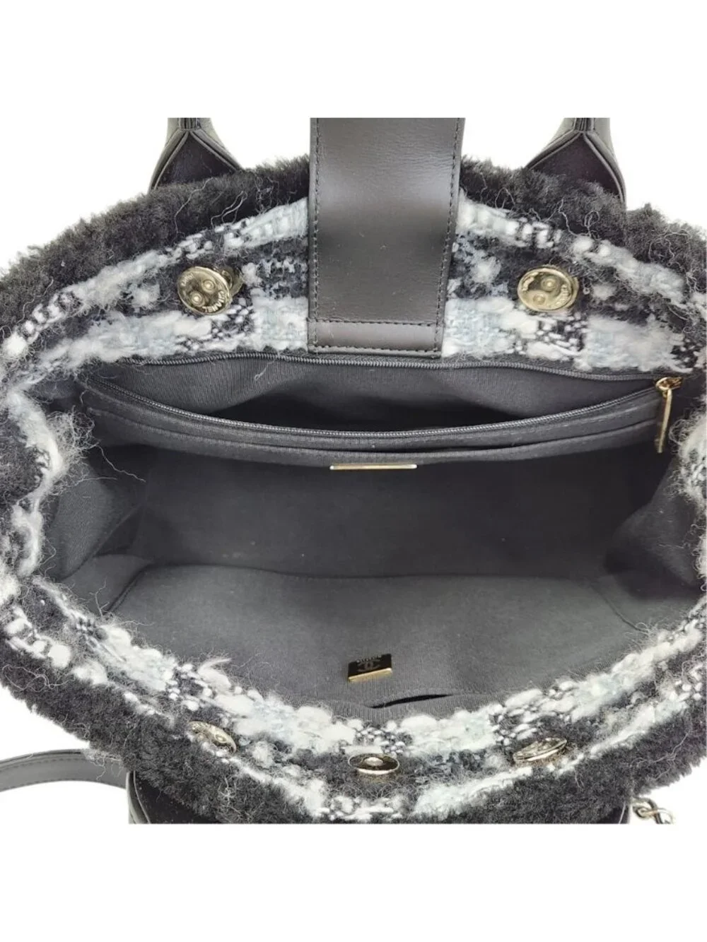 Chanel Coco Neige Collection Tweed Quilted Tote Black